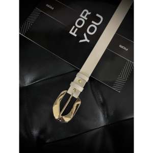 Fiori Asymmetric <b>Gold</b> Buckle Women's Leather <b>Belt</b> Casual Style Standard Fit - Product Image 1