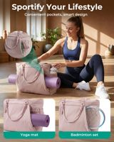 Bolsa de Yoga y Pilates para Mujer |   Bolso Bandolera de Poliéster Impermeable Ligero de 23L con Cierre de Cremallera y Asa Anudada para Esterilla de Yoga