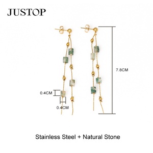 Haute Qualité En Acier Inoxydable Plaqué Or 18k Cristal Strass Long Gland Boucles D'oreilles Respectueux De L'environnement À La Mode pour - Product Image 2