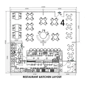 Коммерческий дизайн ресторана и кухонный дизайн для начала нового ресторана бизнеса