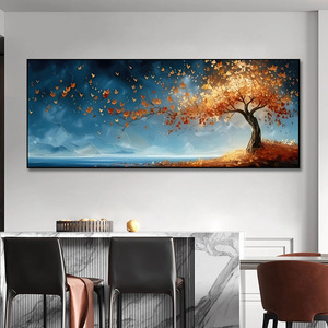 Tóm Tắt Phong Cảnh Sơn Dầu Vàng Cây Lá 3D Kết Cấu Vải Áp phích In Treo Cho Phòng Ngủ Sống Cho Lối Vào Lõi - Product Image 4