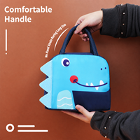 Sac à lunch isotherme pour enfants et adultes, boîte à lunch thermique 3D avec dessin animé, sac isotherme portable pour l'école, le bureau, le pique-nique, étanche, gris