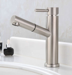 Grifo extraíble monomando para lavabo de acero inoxidable 304, acabado níquel cepillado, para agua fría y caliente, venta al por mayor de fábrica - Product Image 3