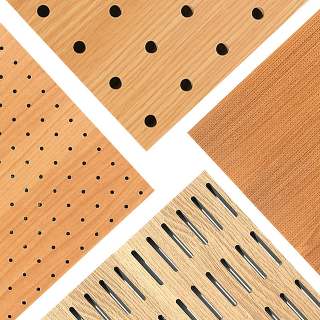 Modern Veneer-Finished MDF Acoustic Wooden Panel Micro Soundproofing Perforated