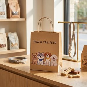 Low Price Fruit Kraft &amp; Offset <strong>Paper</strong> Customized High-end Large-sized Takeaway Bag with Film Lamination and Handle - Product Image 5