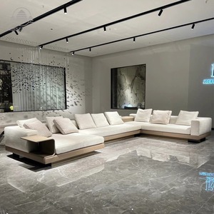 Sofá de cuero italiano minimalista Connery capa superior piel de vaca sala de estar combinación de tamaño minimalista muebles de esponja de lujo - Product Image 2