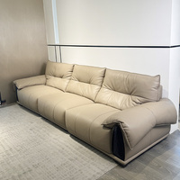 Mumei 2025 Crème Canapé en cuir Art Simple Marshmallow Cloud Design Straight Style pour petit salon Mobilier de maison moderne