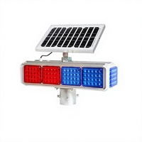 Feux de signalisation clignotants à énergie solaire à quatre côtés en aluminium, feux clignotants rouges et bleus pour travaux routiers