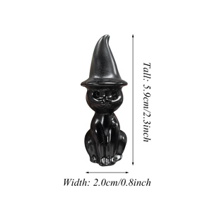 Figura <span class=keywords><strong>de</strong></span> Gato <span class=keywords><strong>de</strong></span> Obsidiana Negra Natural, Gato <span class=keywords><strong>de</strong></span> <span class=keywords><strong>la</strong></span> <span class=keywords><strong>Suerte</strong></span> Mágico, Modelo <span class=keywords><strong>de</strong></span> Cristal Tallado, Artesanía Grabada, Decoración <span class=keywords><strong>de</strong></span> Mascota - Product Image 2
