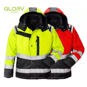 Không thấm nước công nghiệp xây dựng Hi VIS làm việc mặc tùy chỉnh mùa đông nặng công nhân phản quang an toàn bảo hộ lao động cao khả năng hiển thị Áo khoác - Product Image 1