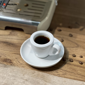 Tasse à café expresso en céramique blanche et noire, paroi épaisse, 60 ml, avec soucoupe - Product Image 2