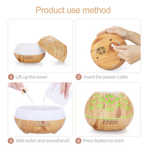 Diffuseur d'arômes à effet bois 400ML, humidificateur ultrasonique avec lumière LED et commande tactile pour la maison et le bureau - Product Image 4