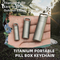Porte-clés en titane, boîte à pilules portable, étanche, compacte, conteneur de médicaments de voyage pour le camping et la randonnée