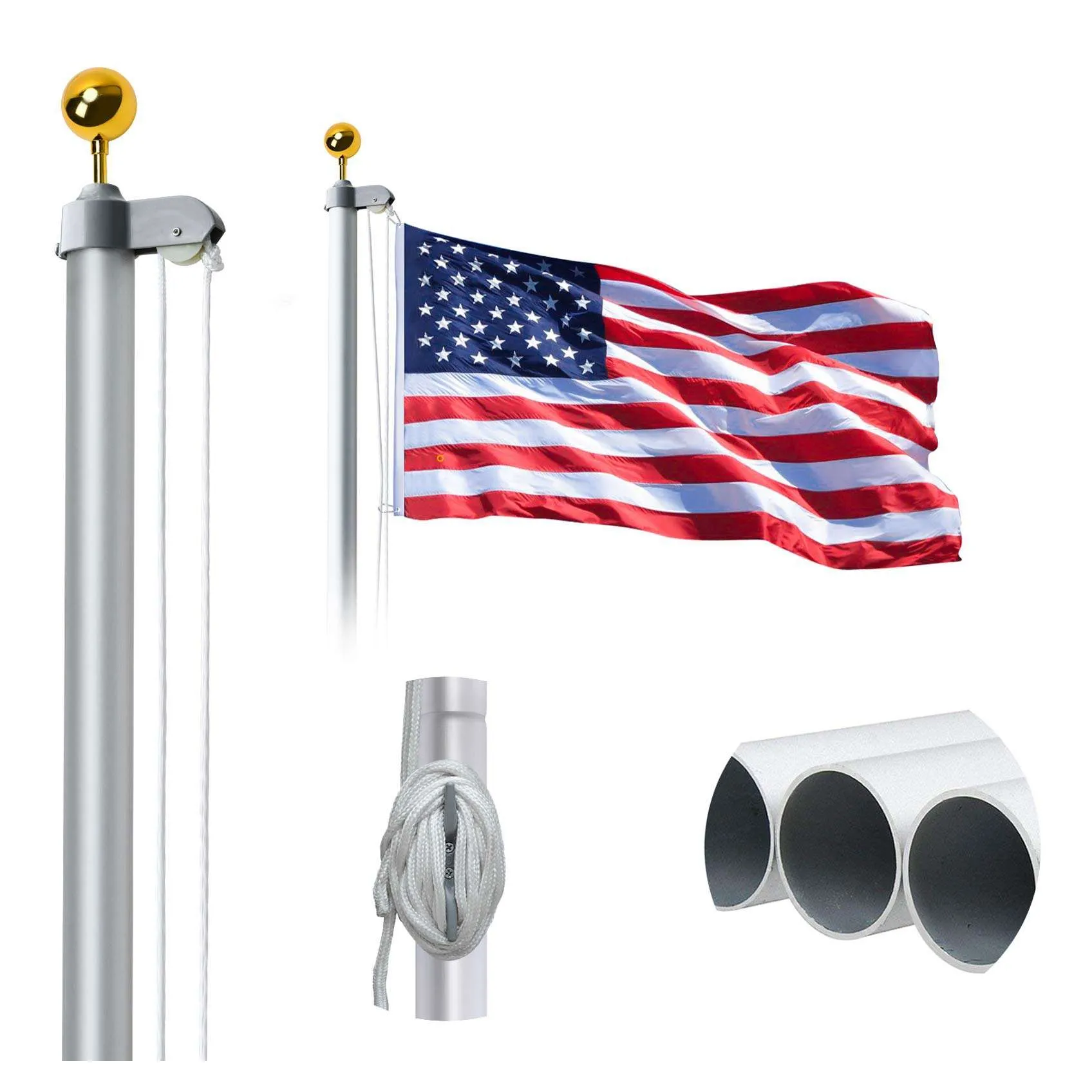Mât de drapeau en aluminium Offre Spéciale Solution légère et durable Mât de drapeau en métal aluminium
