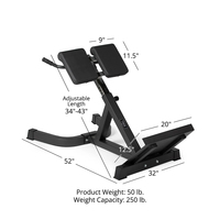 Chaise romaine réglable Tellus, hyperextension, équipement de fitness, cadre en acier inoxydable pour la musculation, multi-usages