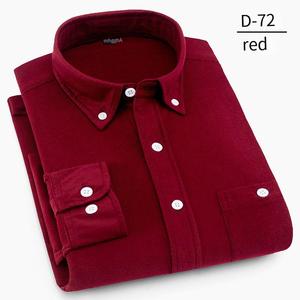 Camisa de pana para hombre de manga larga para hombres de mediana edad y jóvenes, camisa de pana holgada informal de negocios de color sólido <span class=keywords><strong>sin</strong></span> planchar - Product Image 3