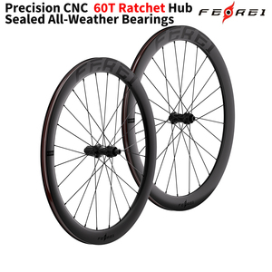 Jeu de roues de vélo de route en carbone Ferei 700C, frein à disque, clincher, tubeless, finition brillante, profondeur de jante 50 mm, roues pour le cyclisme sur route - Product Image 4