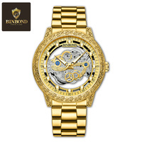 Reloj BINBOND para Hombre B1010 1010, Nuevo Diseño Creativo, Esqueleto Transparente, Relojes de Cuarzo para Hombre, Relojes de Pulsera de Negocios, Reloj, Montre Homme