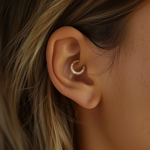 ROXI Pendientes de botón de cartílago y anillo de joyería para perforación de nariz de plata de ley 925 con circonita incrustada personalizada - Product Image 3