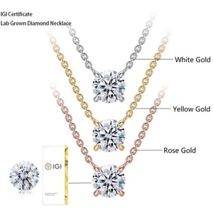 สร้อยคอทองคำแท้ 18K ประดับเพชรเลี้ยงในห้องปฏิบัติการทรงกลม รับรองโดย IGI พร้อมจี้ ของขวัญเครื่องประดับชั้นดี - Product Image 2