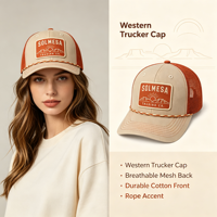 Casquette Trucker Western en Coton Respirant avec Logo en Maille Style Cowboy pour Activités de Plein Air, Ferme, Randonnée et Usage Quotidien