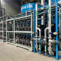 Système de filtration d'eau par osmose inverse double étage RO+EDI de 0,25 TPH à 25 TPH avec pompe et PLC pour eau ultra-pure, conductivité 0,1 µS/cm