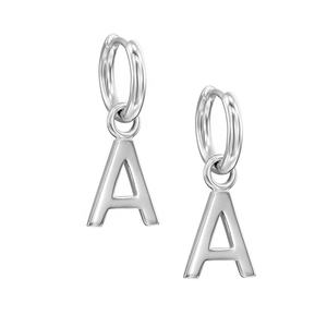 New High Quality Fashion Initial Alphabet Letter a Charm 1.1mm Thickness <b>Dangle</b> <b>Earrings</b> Wholesale 925 Silver Jewelry - Product Image 5