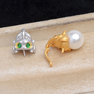 Accessoire de bijouterie en argent S925 pour perles DIY, pendentif sans dents de dessin animé à sertir vide 10-11mm, pour perles de 3mm, lot de 6059 avec boucle, emballé en sachet - Product Image 2