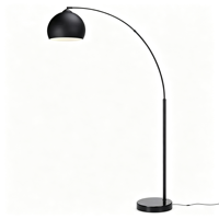 Lampadaire moderne Arc Fishing, abat-jour en métal noir demi-dôme, base en marbre, bras courbé, pour salon