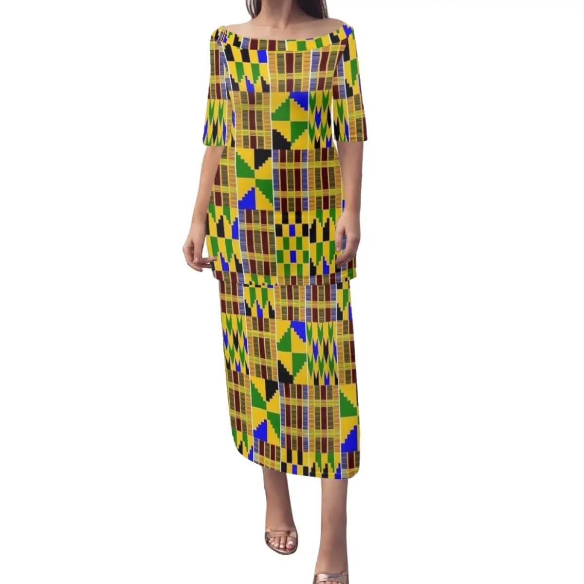 Afrikaanse Cultuur 2 Stks/set Vrouwen Jurk Etnische Traditionele Zomer Korte Mouw Top Lange Rok Voor Vrouwelijke Elegante Kleding Outfit