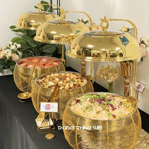 Plat de Service Chauffant Rond et Élégant avec Couvercle pour Événements, Banquets et Traiteur - Product Image 1