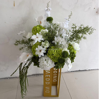 Bunga Hydrangea Sutra Hijau Putih Real Touch 40cm, Bola Bunga 70cm Bertingkat dengan Ranting untuk Dekorasi Meja Pernikahan, Bunga Pernikahan