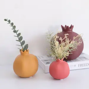Petit vase en céramique, porcelaine, grenade jaune, mini vase en céramique, joli vase à fruits, arrangement de fleurs, décoration de la maison