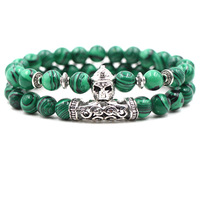 Ensemble de bracelets classiques en argent naturel avec tête de lion, de hibou et de Bouddha pour unisexe, anniversaire, chaîne de bracelet à perles en diamant de 8 mm