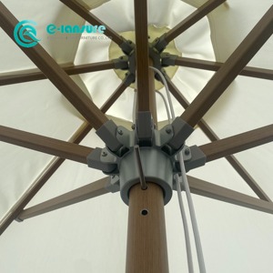 Venta al por mayor al aire libre para todo tipo de clima <span class=keywords><strong>sombrilla</strong></span> marco de aluminio con acabado de <span class=keywords><strong>madera</strong></span> <span class=keywords><strong>3</strong></span> <span class=keywords><strong>metros</strong></span> <span class=keywords><strong>sombrilla</strong></span> de playa redonda para Resort junto a la piscina - Product Image 5