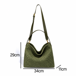 Sac à bandoulière en daim tissé pour femme, sac hobo/sac à main élégant avec fermeture éclair, capacité de 3 à 5 L, portable pour le travail et les voyages - Product Image 2