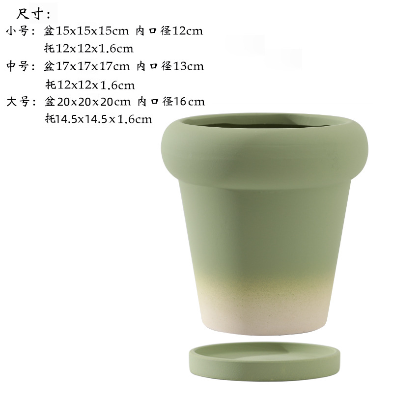 High thick round gradient olive green