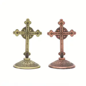 Home Decor Cross Crucifix Ornaments Religious Decoration Car Desktop Anti Brown Christian Cross Metal Crafts