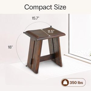 Taburete de Ducha de Madera de Teca, Banco de Baño Ergonómico con Asiento Curvo, Diseño Compacto y Estable, Capacidad de 350 Libras, Ideal para Ducha y Spa - Product Image 2