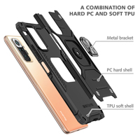 Coque magnétique pour Redmi Note 10 Pro, étui de protection en TPU et PC, anti-chocs, anneau support
