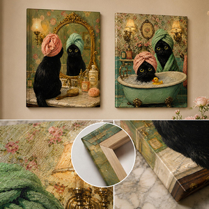 Cuadro Decorativo de Pared con Gato Negro Divertido, Póster Impreso de Animales, Decoración <span class=keywords><strong>para</strong></span> Baño, Lavadero, Casa de Campo - Product Image 6