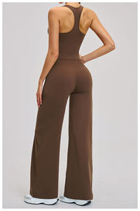 Ensemble de yoga 4 pièces de haute qualité pour femme : soutien-gorge uni élégant, pantalon taille haute à jambes larges, vêtements de sport respirants pour le Pilates et l'entraînement - Product Image 3