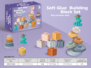 Divertido juego de juguetes de educación temprana Montessori Torre de pila cuadrada de silicona unisex para dentición y masticación durante <span class=keywords><strong>2</strong></span>-4 años - Product Image 4