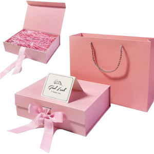 Custom Logo <strong>Red</strong> Bow Gift <strong>Box</strong> Recyclable Wedding Paper Packaging Gold Foil/Ribbon Matt Lamination Printing Hot Sales for Candle - Product Image 1