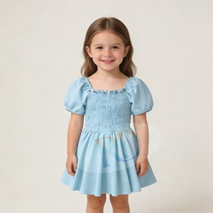<span class=keywords><strong>Abito</strong></span> Estivo da <span class=keywords><strong>Bambina</strong></span> Ruidian con Maniche a Sbuffo, Blu Chiaro, Morbido ed Elastico in Nylon, Vestito Sportivo Casual da <span class=keywords><strong>Principessa</strong></span> - Product Image 2