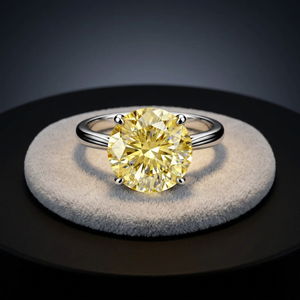 Anillo de compromiso RCK Global Art Deco de oro macizo de 10K con diamante de laboratorio amarillo canario vintage, corte brillante, engaste de garras, tercera parte - Product Image 3