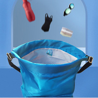 Bolsa de Gimnasio Impermeable Unisex de Nailon Plegable con Malla, Bolsa de Playa con Cordón y Bolsillo de Red, Bolsa de Natación con Logotipo Personalizado 20-38L