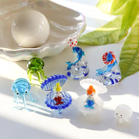 Figurines d'animaux en verre faites à la main, ornements en verre de créatures marines pour micro-paysages, décoration intérieure, cadeau artisanal, vente en gros