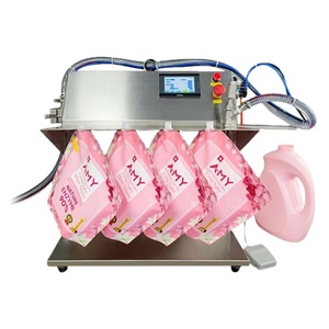Máquina de llenado, sellado y tapado semiautomática neumática de sobremesa para bolsas con boquilla (doypack) de yogur, champú, loción, líquido y aceite - Product Image 1