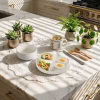 Assiette en céramique blanche à 3 compartiments, plateau de service pour le petit-déjeuner, le déjeuner, la restauration, la maison, la table